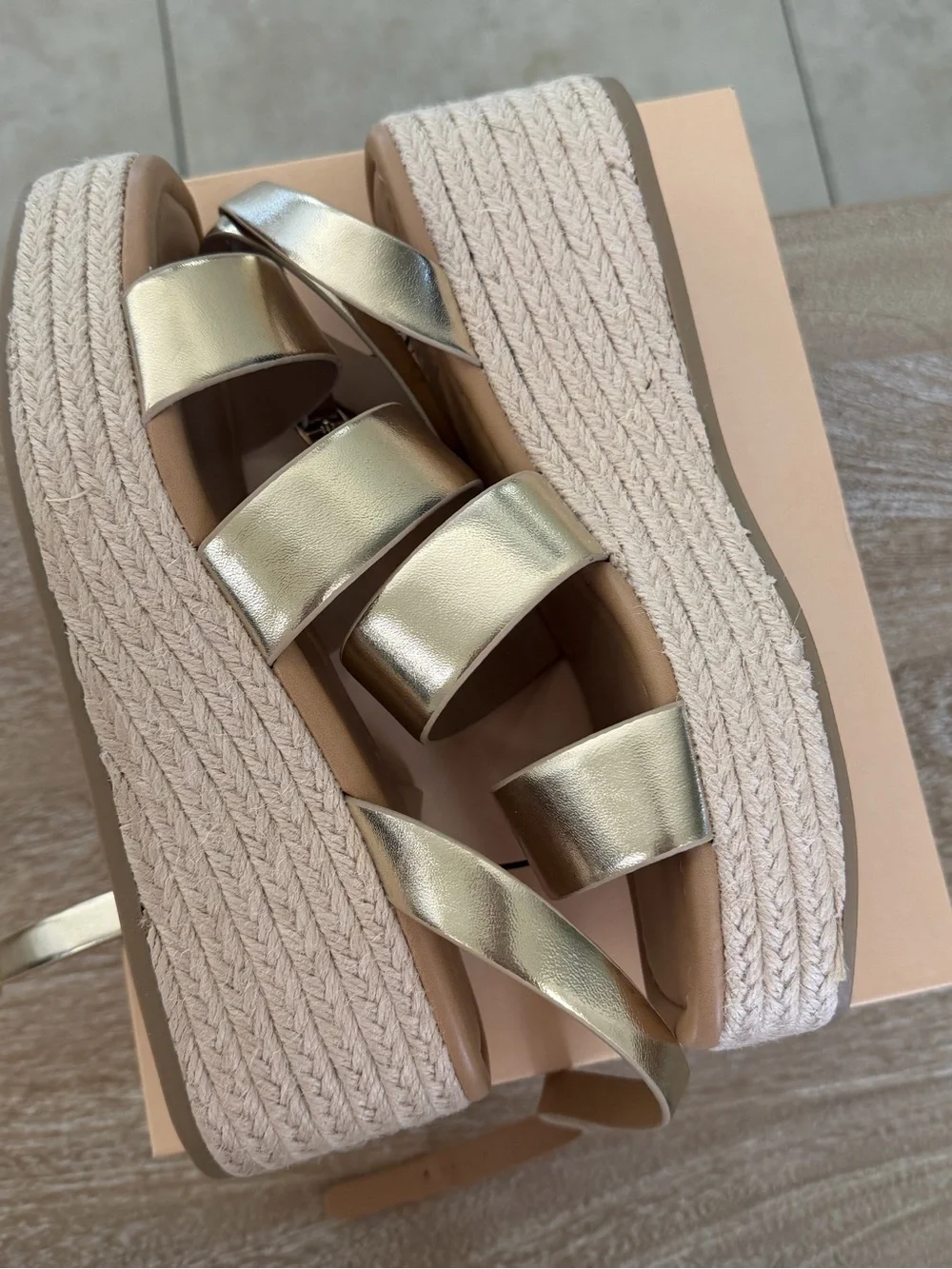 Gold Metallic Wedge Sandals -